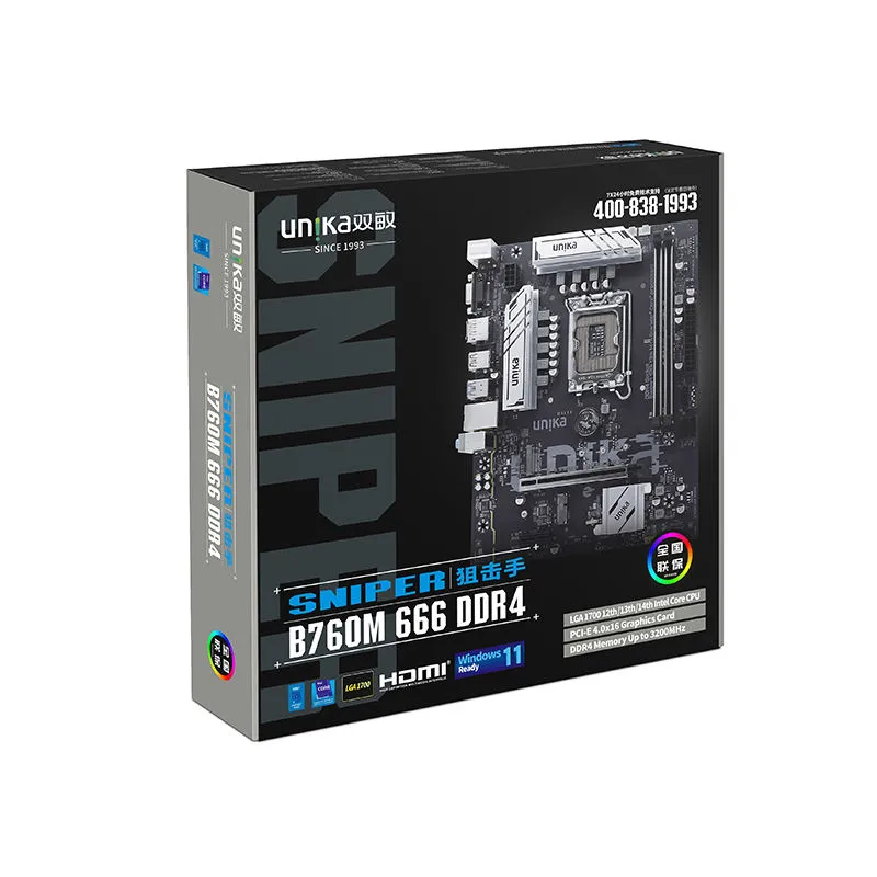 UNIKA UN-B760M 666 DDR4 SNIPER 14th Gen Micro ATX Motherboard