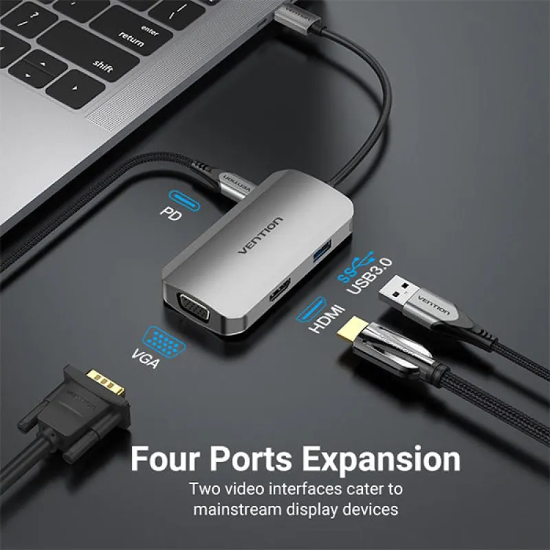 Vention TOAHB Multi-function USB-C 4-in-1 Docking Station