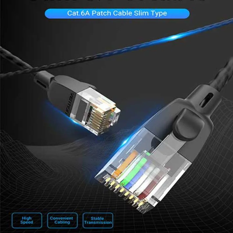 VENTION IBIBI Cat.6A UTP Patch Cable 3M Black Slim Type