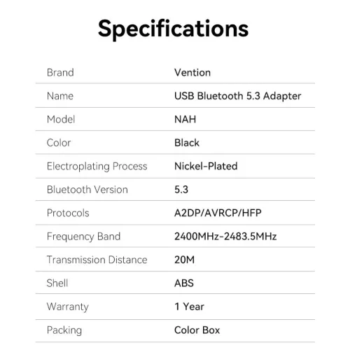 Vention NAHB0 USB Bluetooth 5.3 Adapter