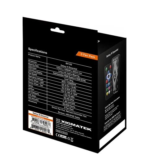 XIGMATEK Galaxy III Essential 120mm RGB Case Fan (3 Pack)