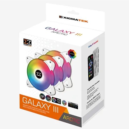 XIGMATEK Galaxy III Essential Arctic 120mm RGB Case Fan (3 Pack)