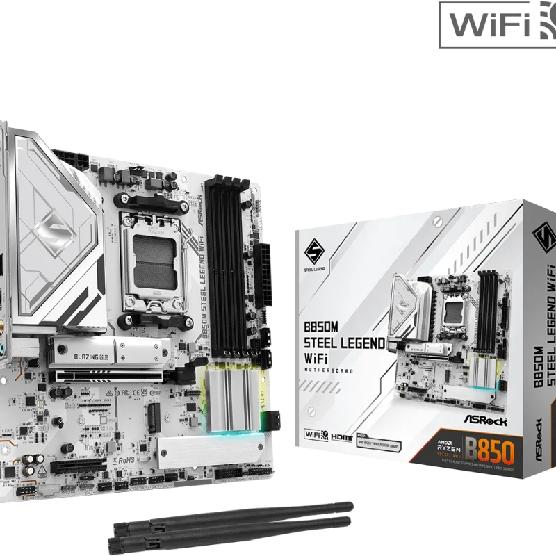 ASRock B850M STEEL LEGEND WIFI AM5 DDR5 mATX Motherboard