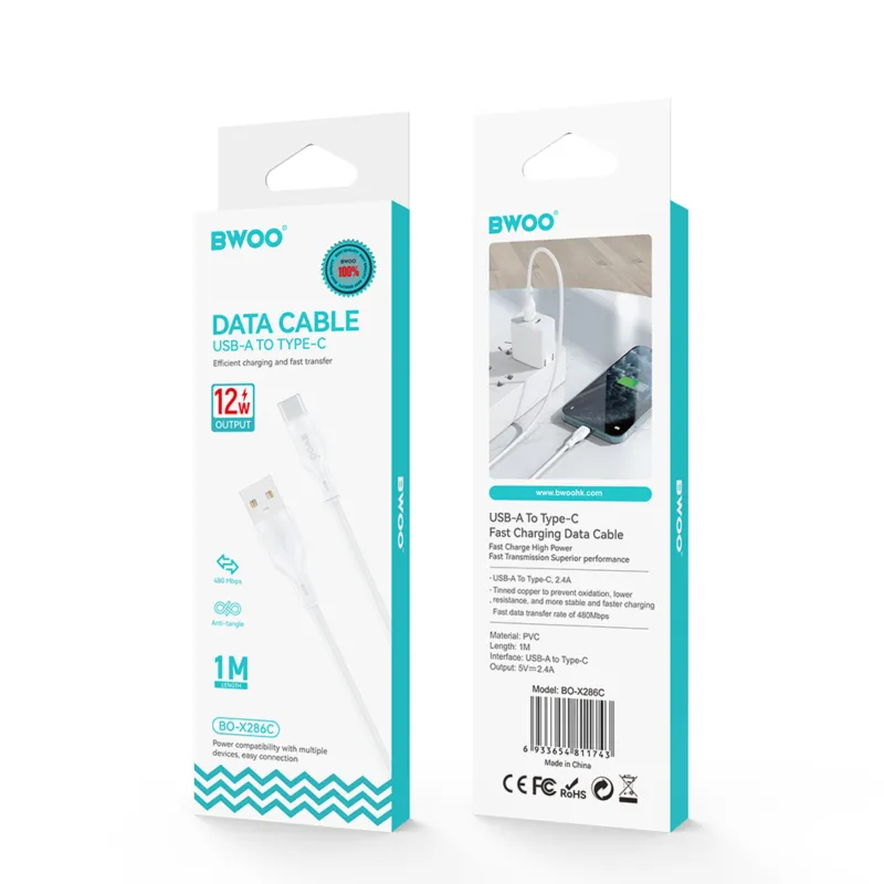 BWOO BO-X286C USB to Type-C Charging Data Cable