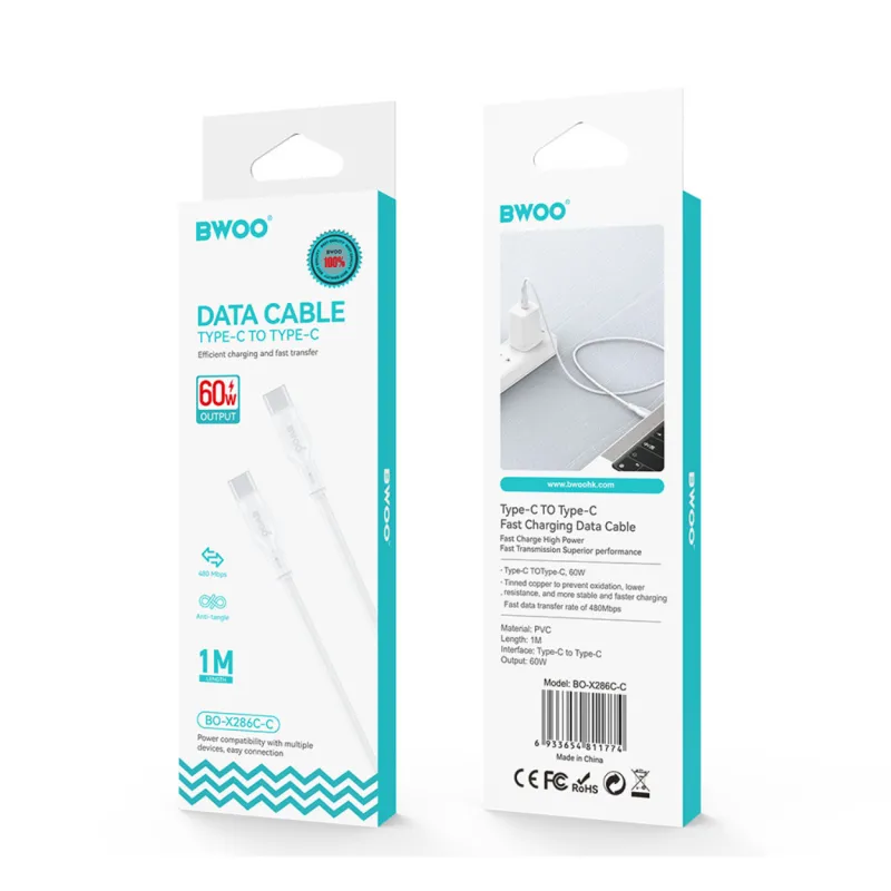 BWOO BO-X286CC USB Type-C to Type-C Charging Data Cable