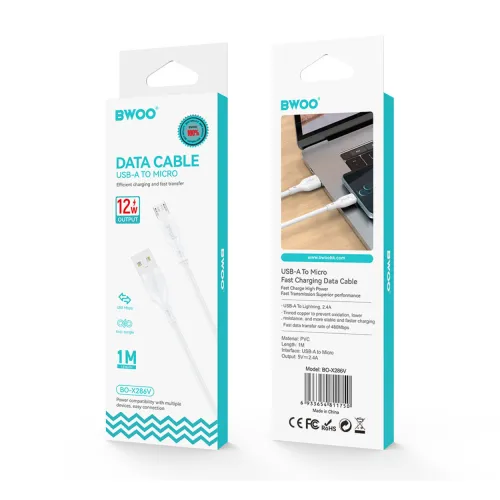 BWOO BO-X286V USB to Micro USB Charging Data Cable