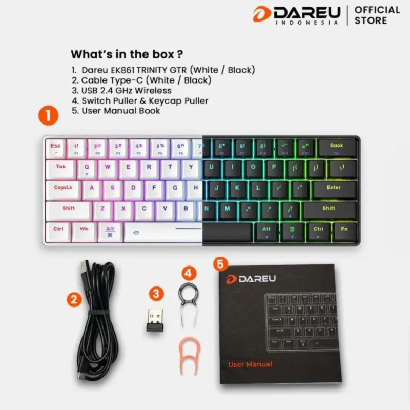 Dareu EK861 TRINITY GTR RGB Tri-Mode Wireless Mechanical Keyboard