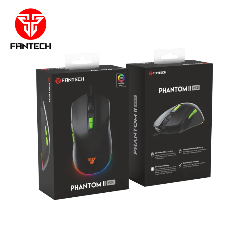 Fantech PHANTOM II VX6 Ergonomic Macro RGB Gaming Mouse