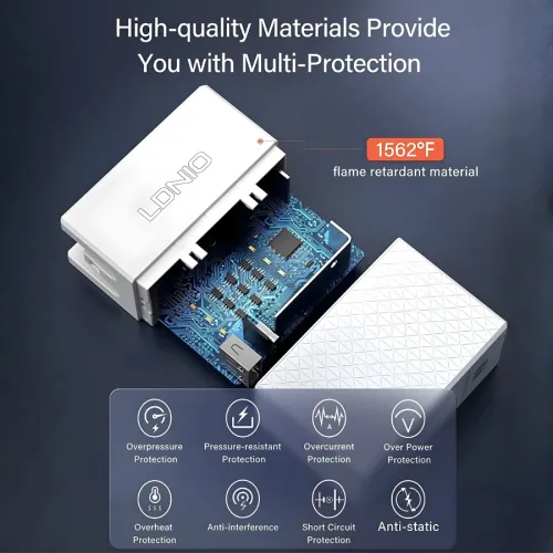 LDNIO A2620C 65W Fast Charging Adapter Universal Plug