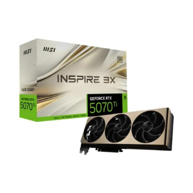 MSI GeForce RTX 5070 Ti 16G INSPIRE 3X OC PLUS 16GB GDDR7 Graphics Card MSI GeForce RTX 5070 Ti 16G INSPIRE 3X OC PLUS 16GB GDDR7 Graphics Card
