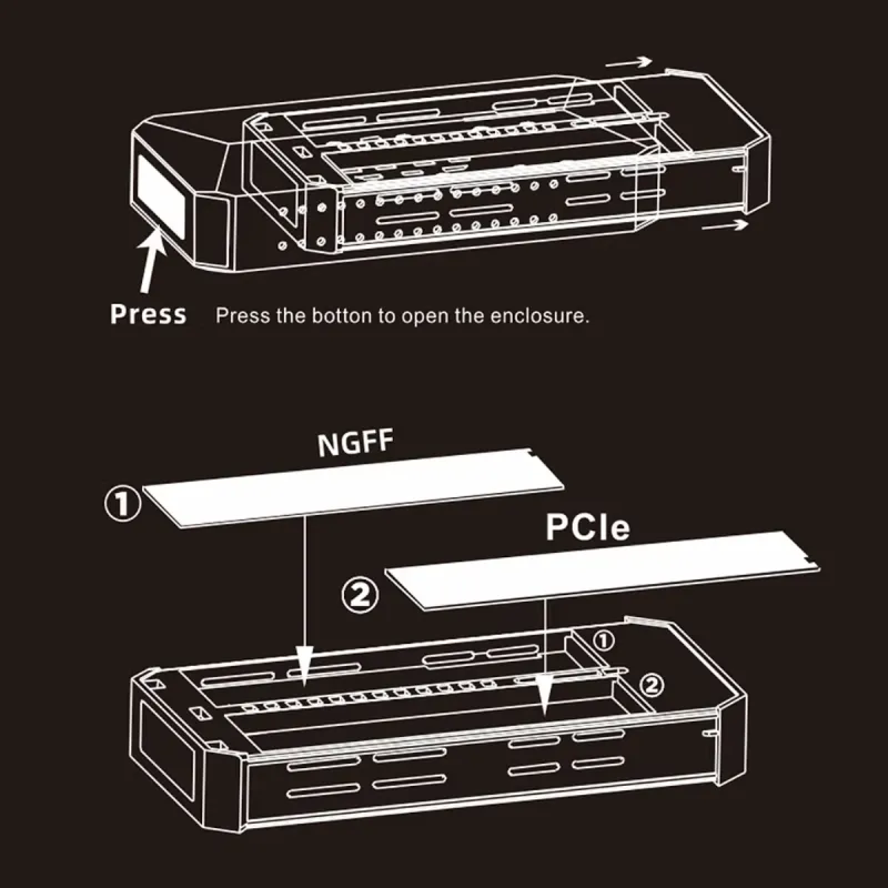 OCPC AZZ-200 M.2 NVMe PCIe SATA SSD Enclosure