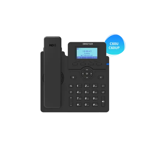 DINSTAR C60UP Entry Level IP Phone with POE & With Adapter