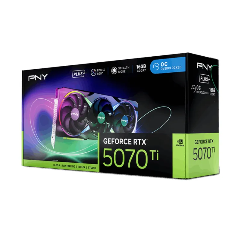 PNY GeForce RTX 5070 Ti Epic-X ARGB OC Triple Fan 16GB GDDR7 Graphic Card