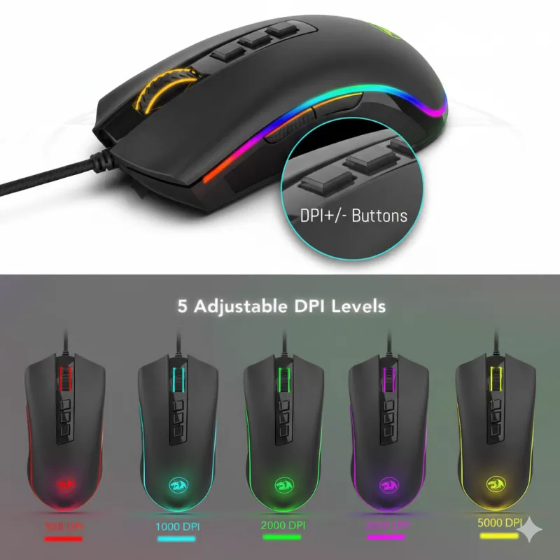Redragon M711 COBRA 7 Programmable Buttons RGB Backlit Gaming Mouse