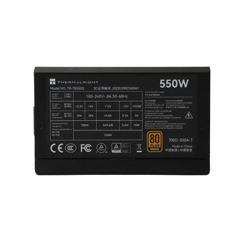 Thermalright TB-550S 550W 80 Plus Bronze Power Supply