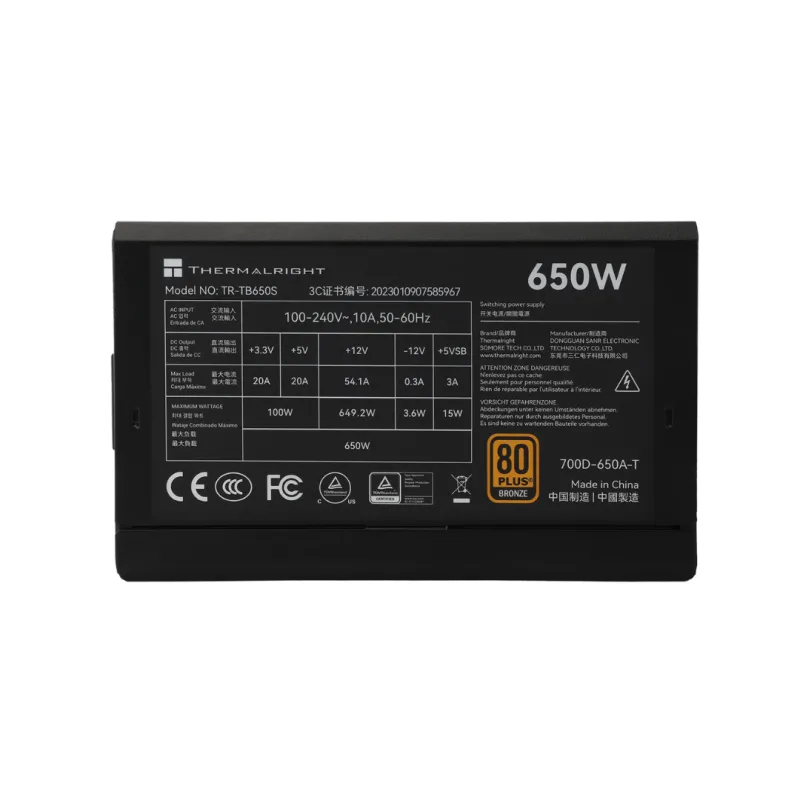 Thermalright TB-650S 650W 80 Plus Bronze Power Supply